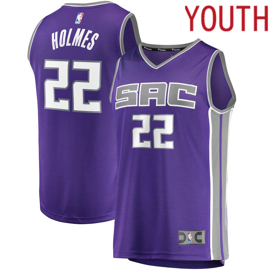 Youth Sacramento Kings #22 Richaun Holmes Fanatics Branded Purple Fast Break Player NBA Jersey->youth nba jersey->Youth Jersey